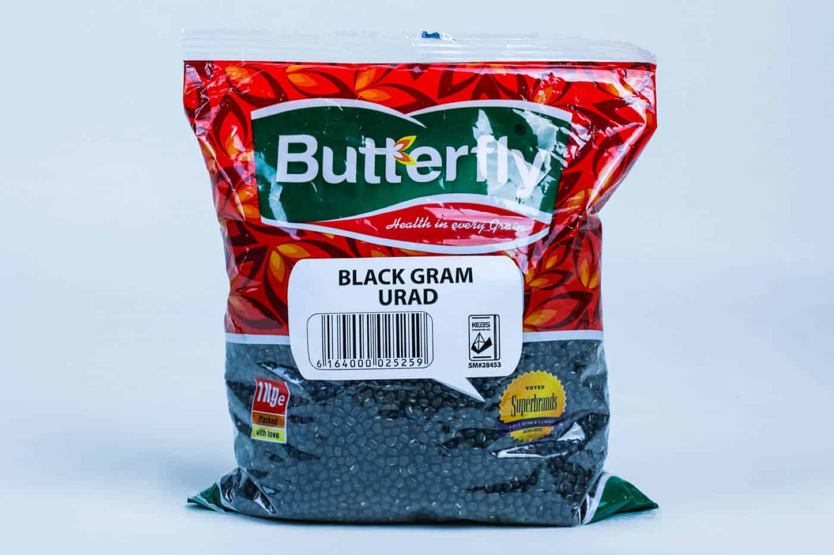 BUTTERFLY URAD WHOLE BLACK GRAMS 1KG
